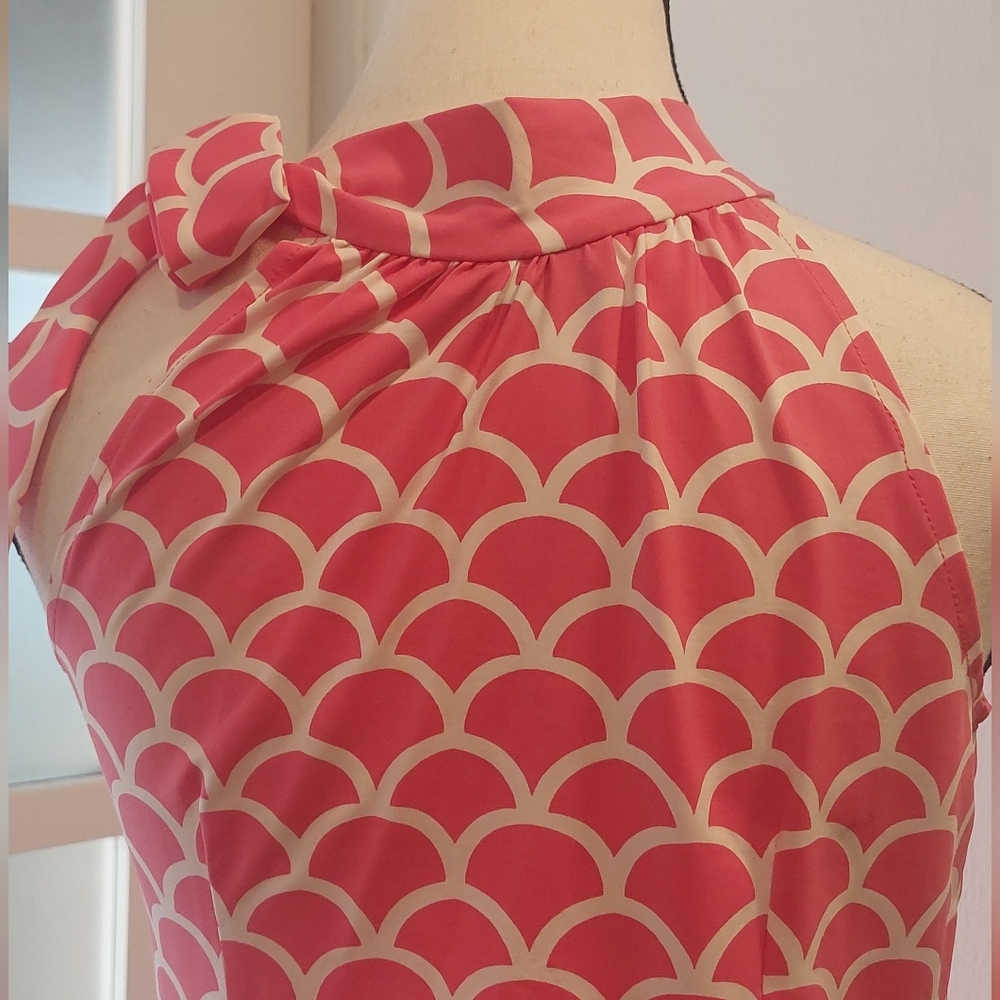 Katherine Way Made In Usa  Pink and White Scallop Mini Dress - Picture 6 of 7